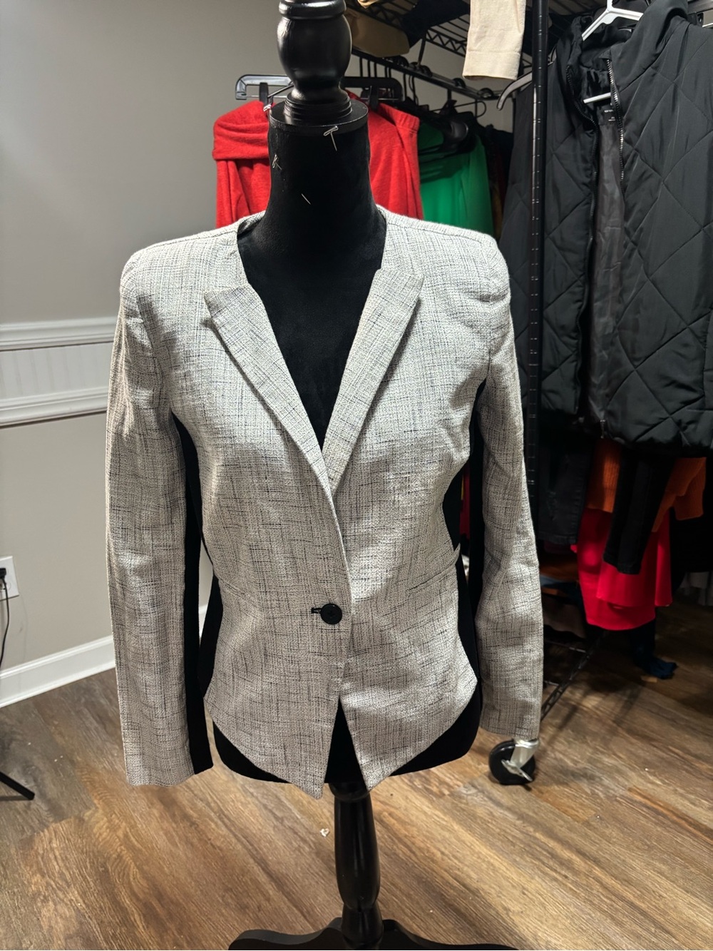 Massimo Light Gray Textured Single-Button Blazer